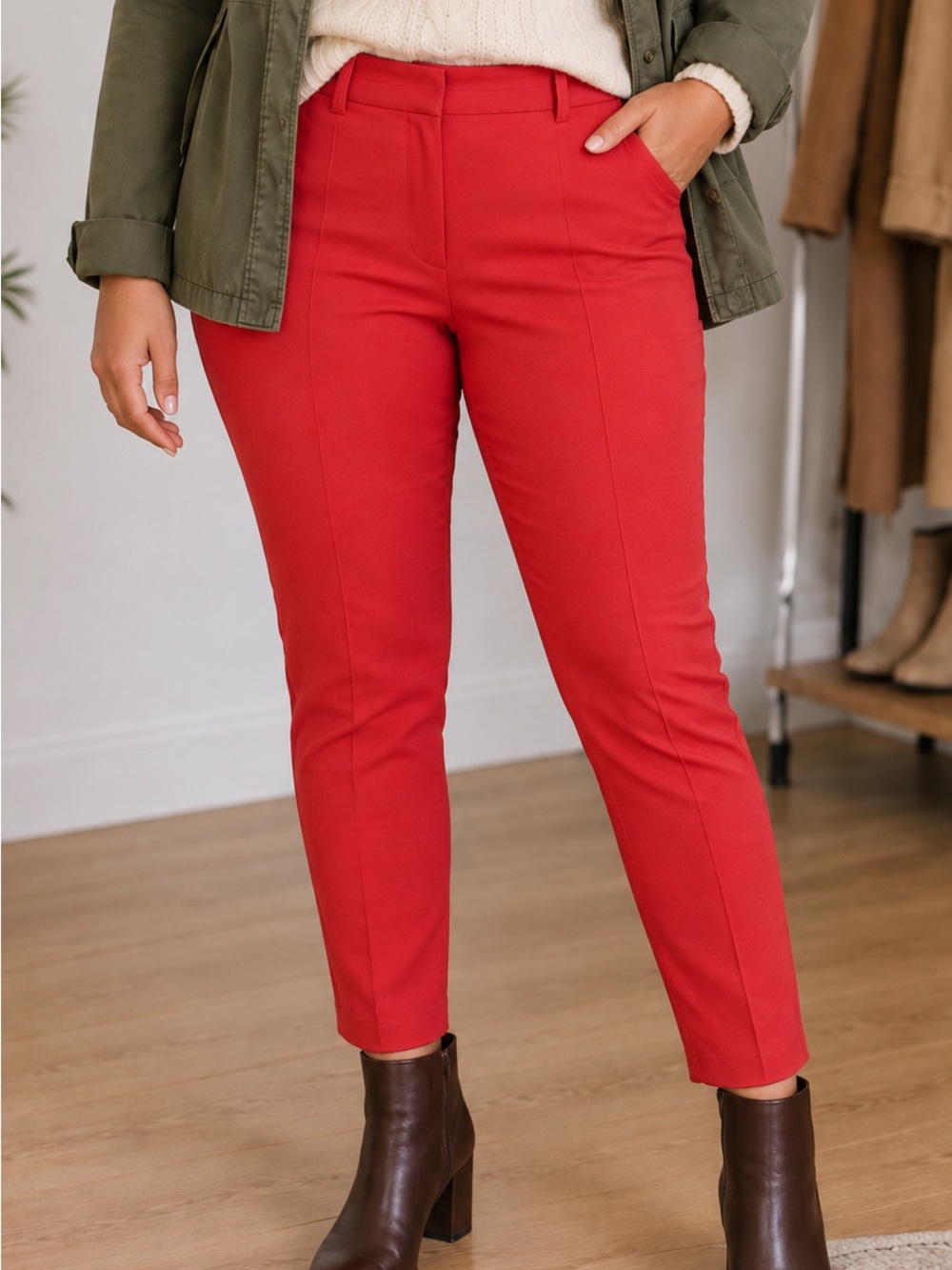 Lane Bryant curvy Allie skinny ankle pants, tangerine size 14 stretch
